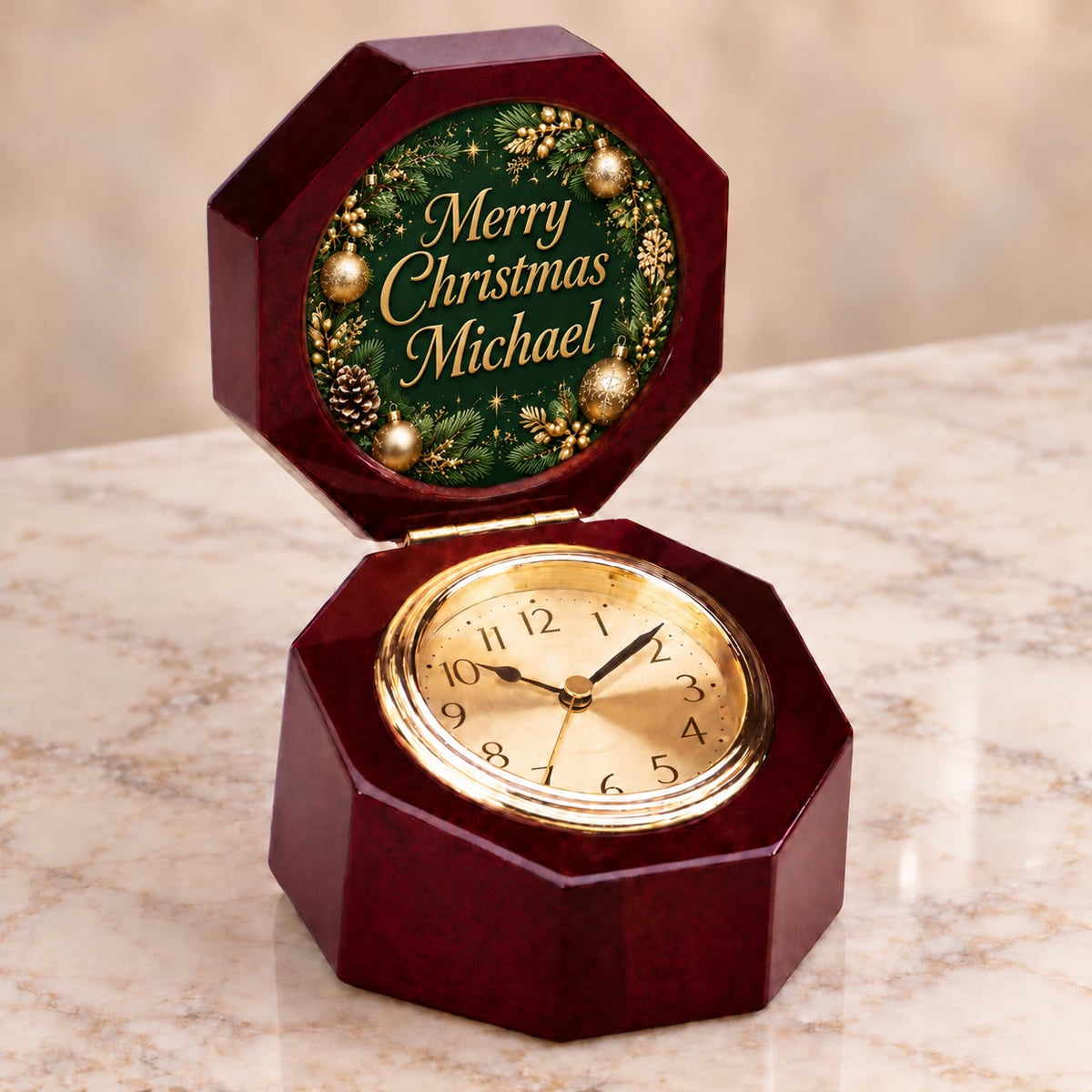 Personalized Christmas Wooden Clock Gift Box