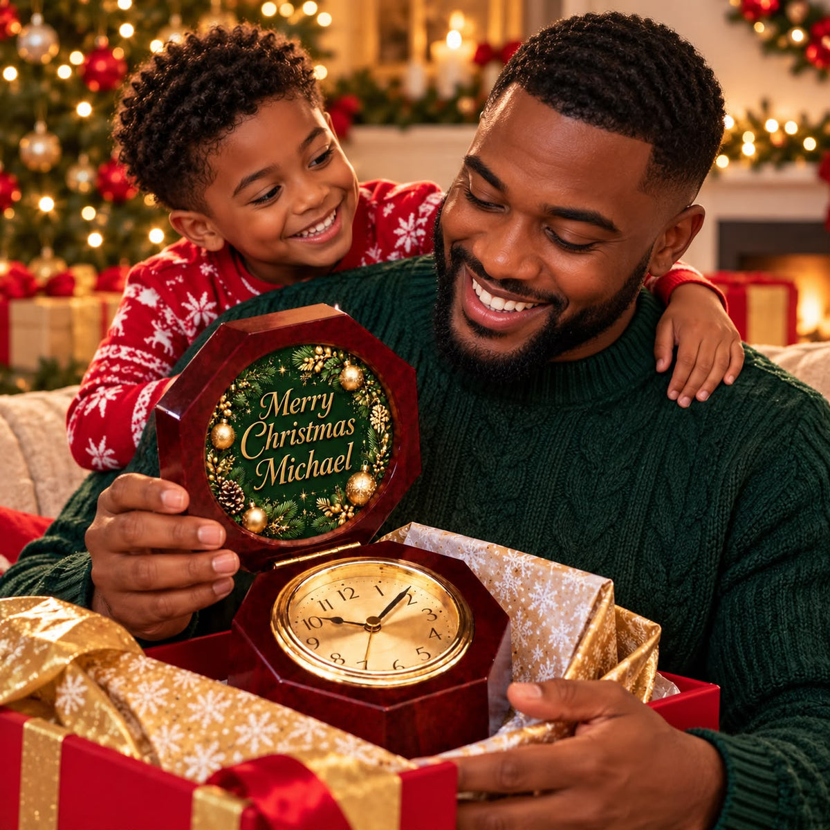Personalized Christmas Wooden Clock Gift Box
