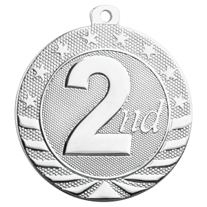 Silver Medal - 2nd Place 2" diameter - Blue and Yellow / 100-250