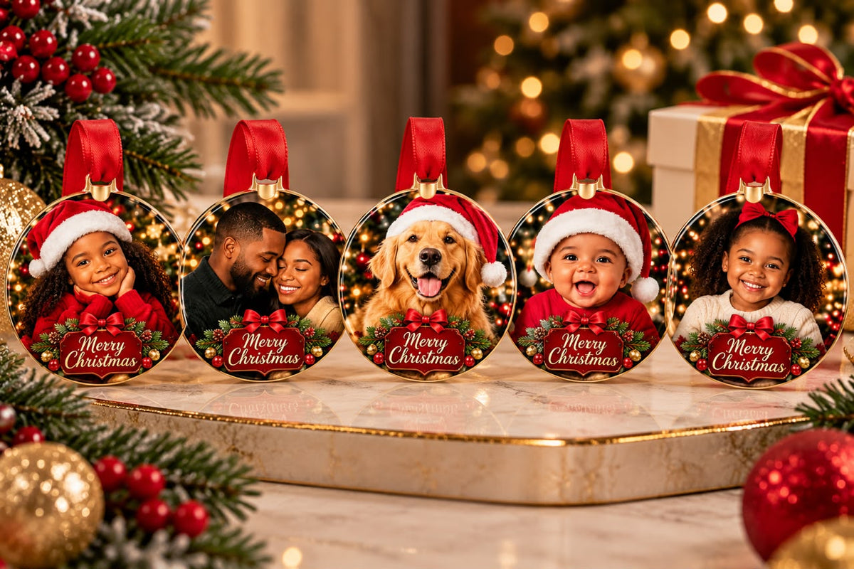 Personalized Christmas Photo Ornaments – Double-Sided