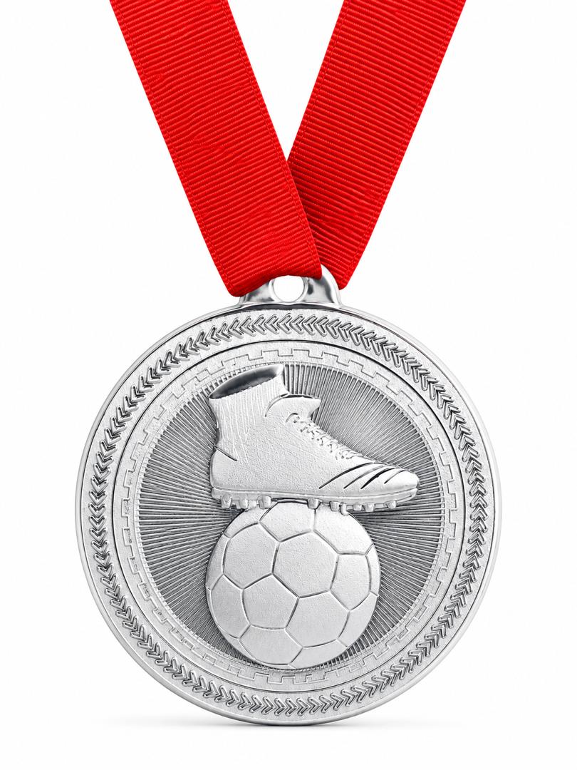 2" Soccer Medal - Gold or Silver with Choice of Ribbon Colors