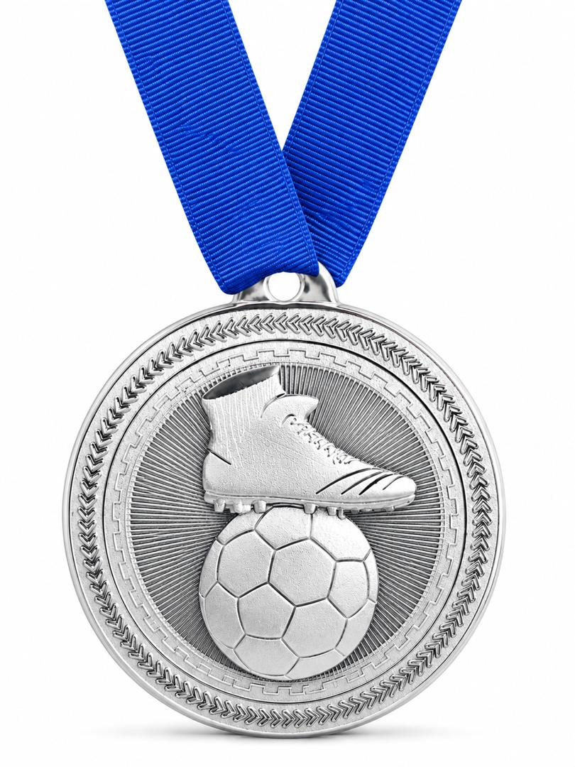 2" Soccer Medal - Gold or Silver with Choice of Ribbon Colors