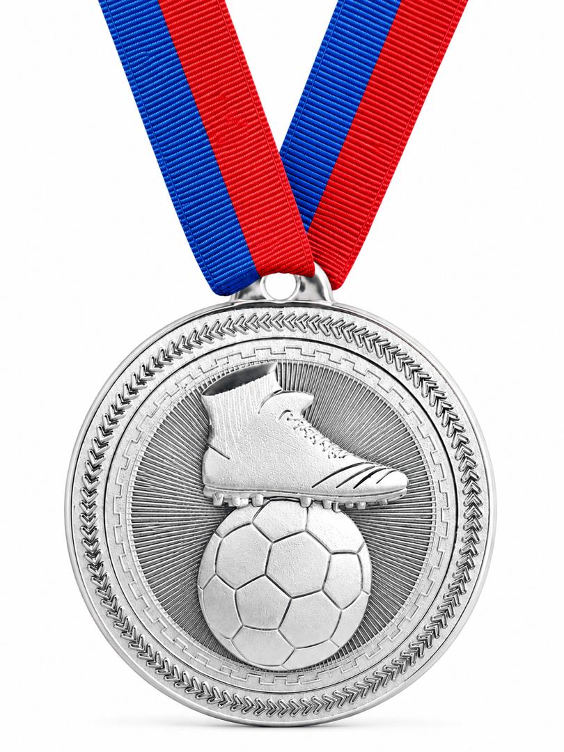 2" Soccer Medal - Gold or Silver with Choice of Ribbon Colors