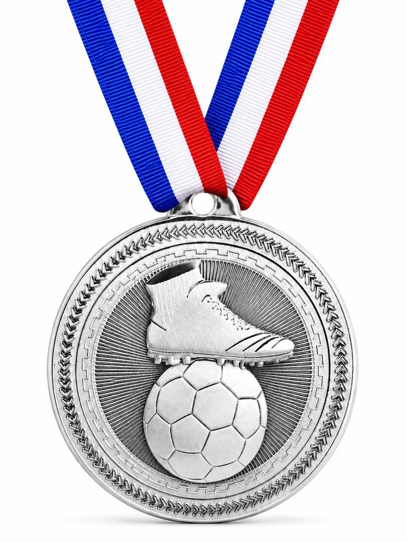 2" Soccer Medal - Gold or Silver with Choice of Ribbon Colors