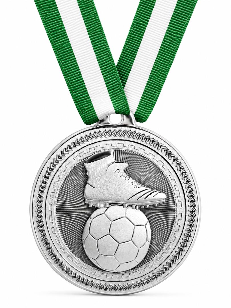 2" Soccer Medal - Gold or Silver with Choice of Ribbon Colors