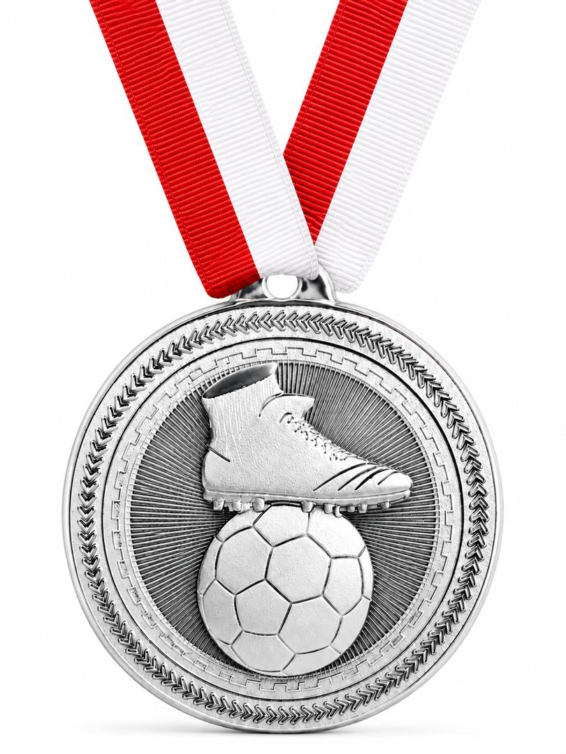 2" Soccer Medal - Gold or Silver with Choice of Ribbon Colors