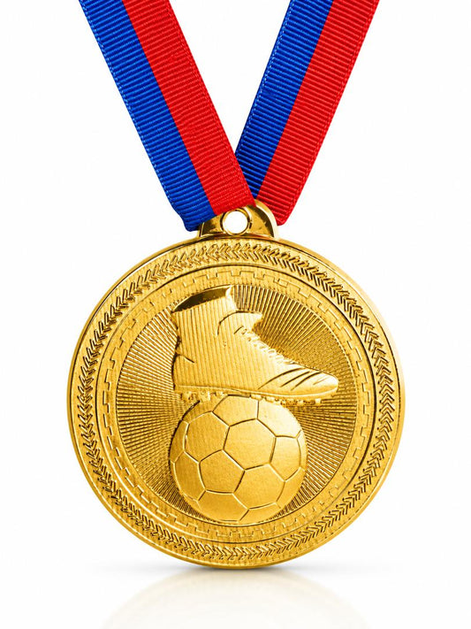 2" Soccer Medal - Gold or Silver with Choice of Ribbon Colors