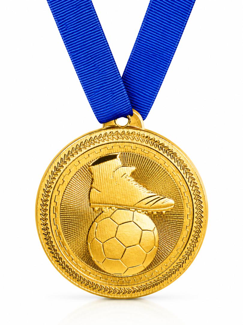 2" Soccer Medal - Gold or Silver with Choice of Ribbon Colors