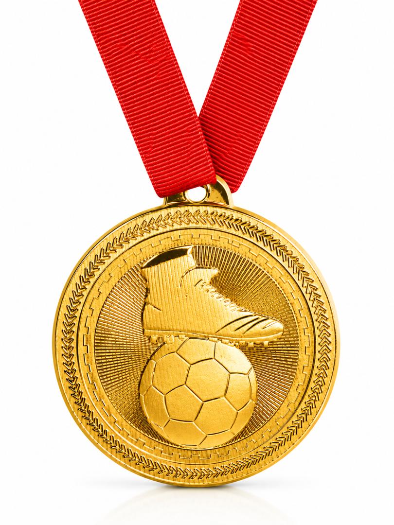 2" Soccer Medal - Gold or Silver with Choice of Ribbon Colors