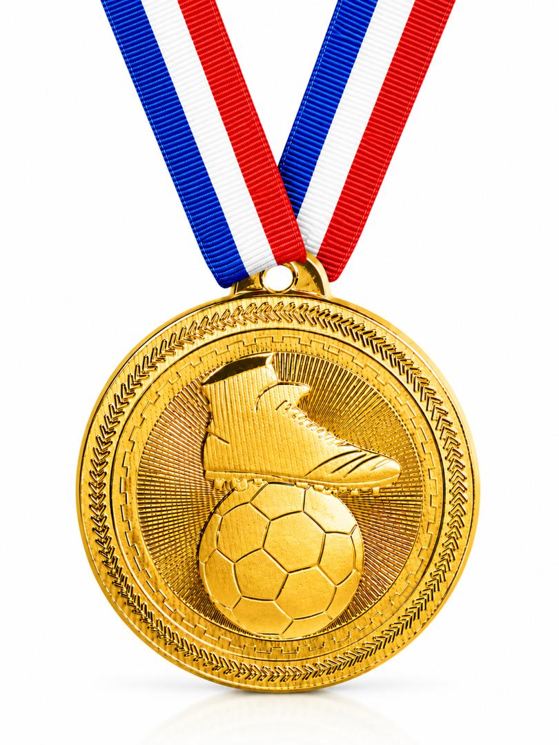 2" Soccer Medal - Gold or Silver with Choice of Ribbon Colors