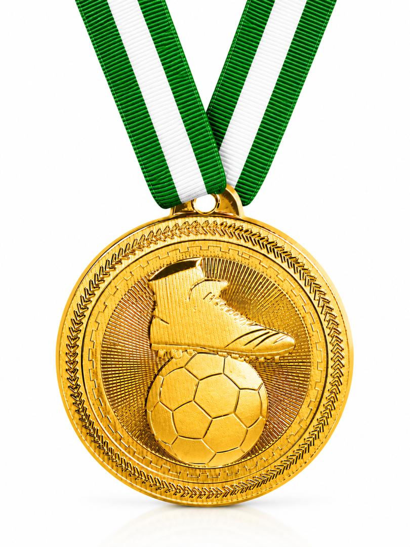 2" Soccer Medal - Gold or Silver with Choice of Ribbon Colors