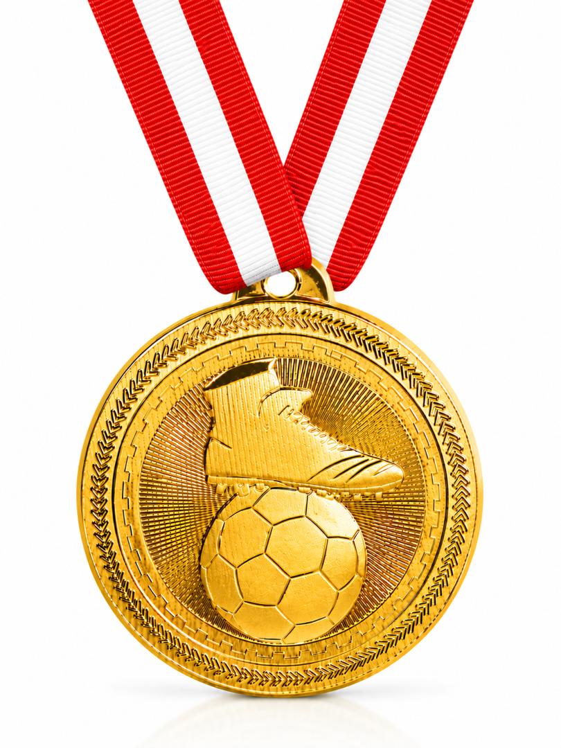 2" Soccer Medal - Gold or Silver with Choice of Ribbon Colors