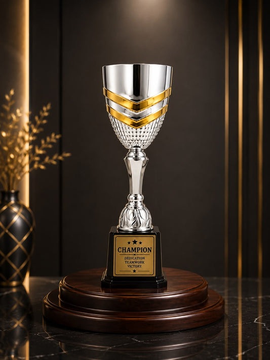 Elegant Silver & Gold Trophy - Free Personalization