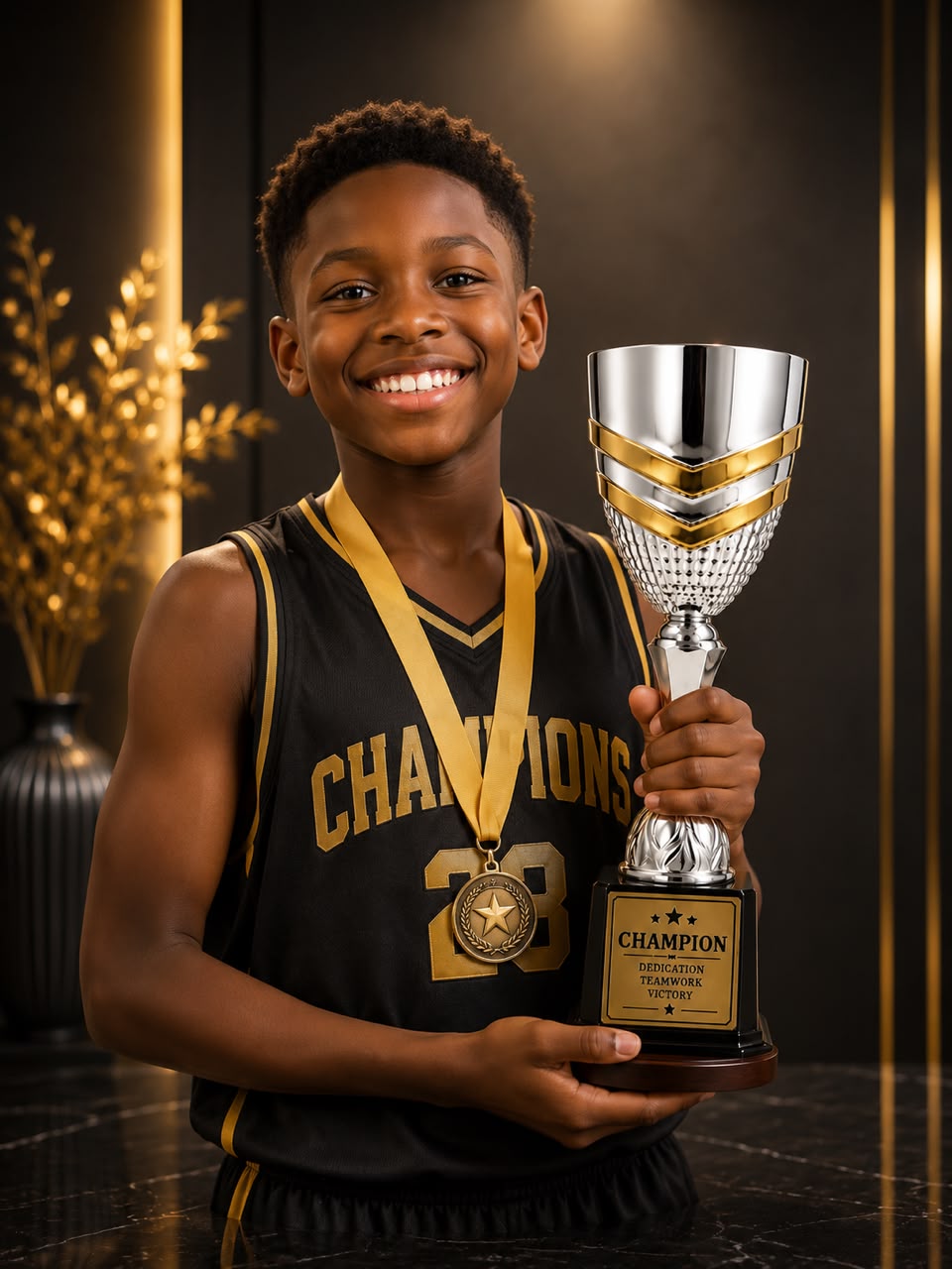 Elegant Silver & Gold Trophy - Personalization Included