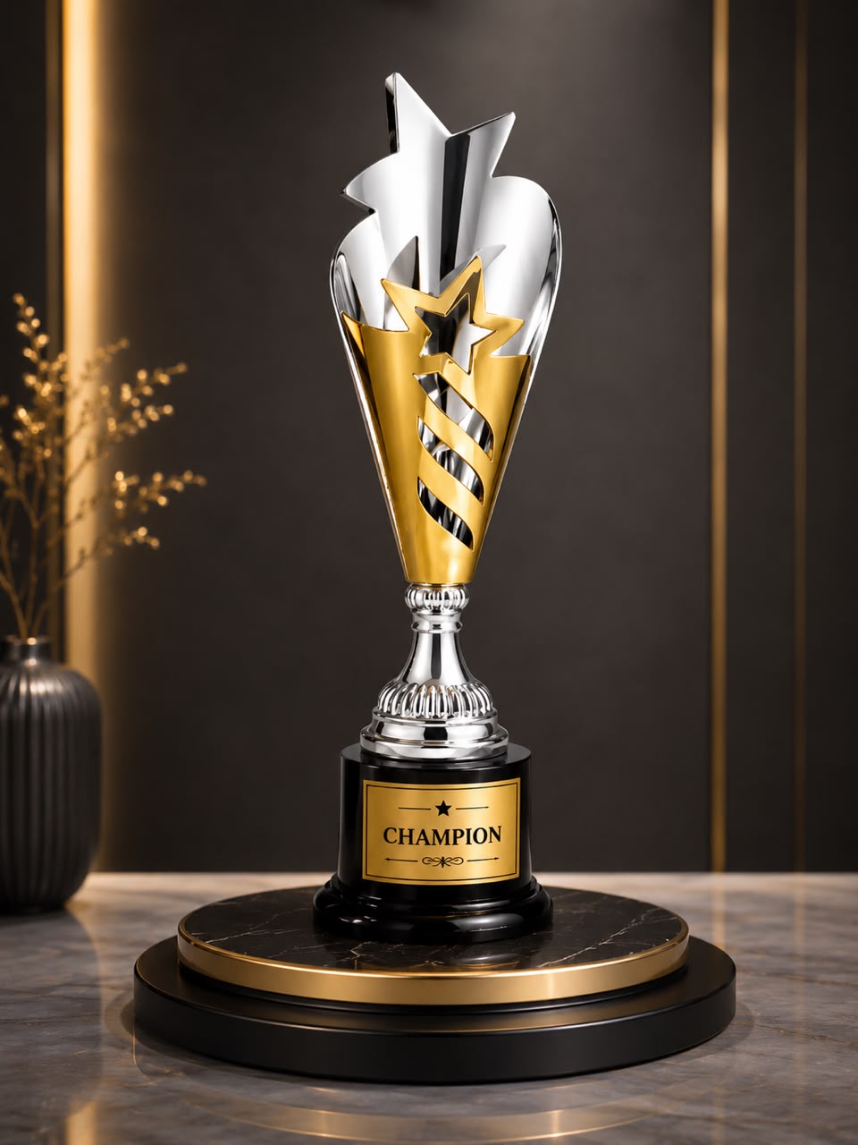 Personalized Gold Flame Trophy - 11, 14, & 17 Inches