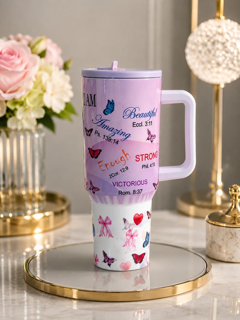 40 oz Personalized Tumbler with Handle - Custom Photo, Name & Message
