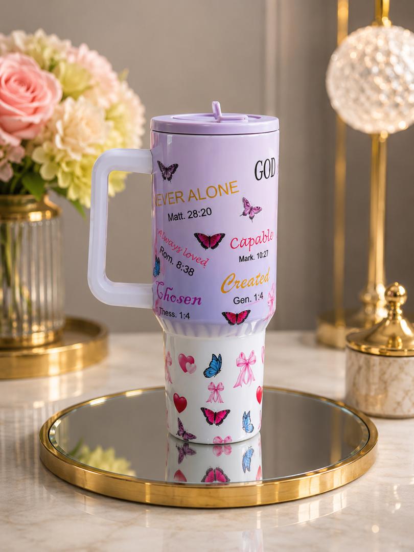 40 oz Personalized Tumbler with Handle - Custom Photo, Name & Message