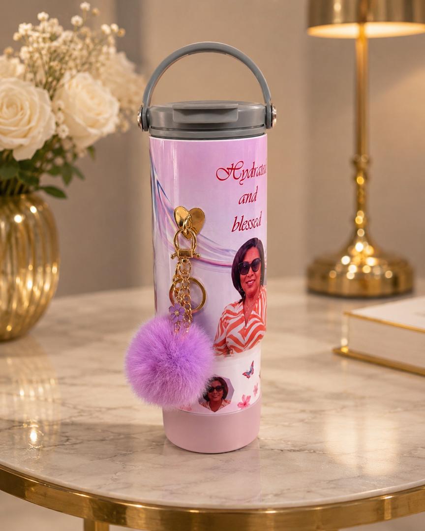 Personalized 30 oz Photo Tumbler with straw & Charm