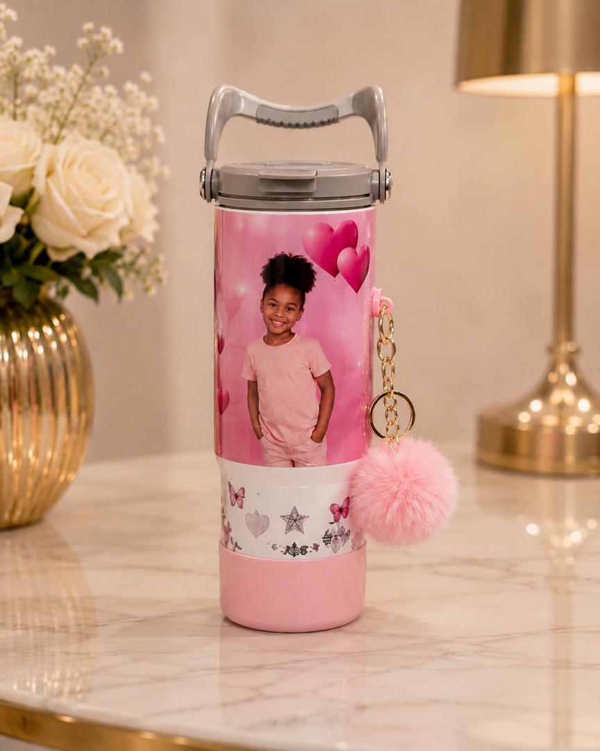 Personalized 30 oz Photo Tumbler with straw & Charm