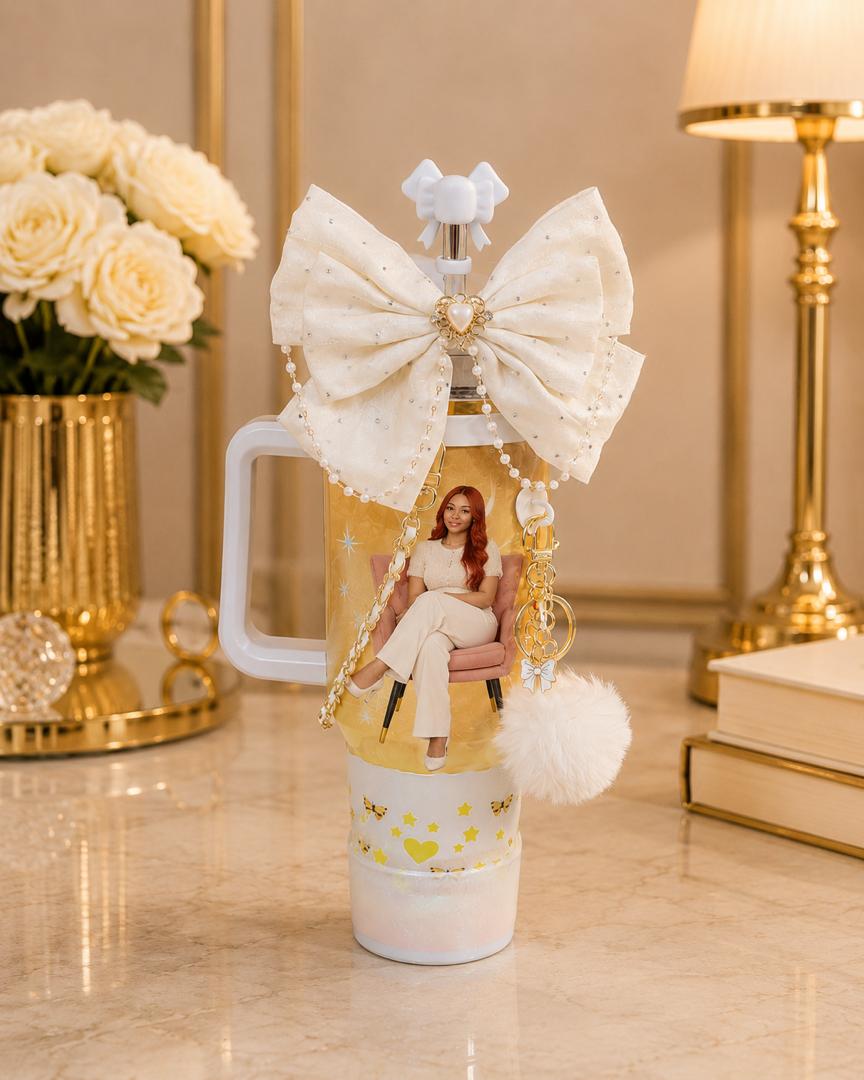 40 oz Personalized Glam Tumbler with Photo & Accessories