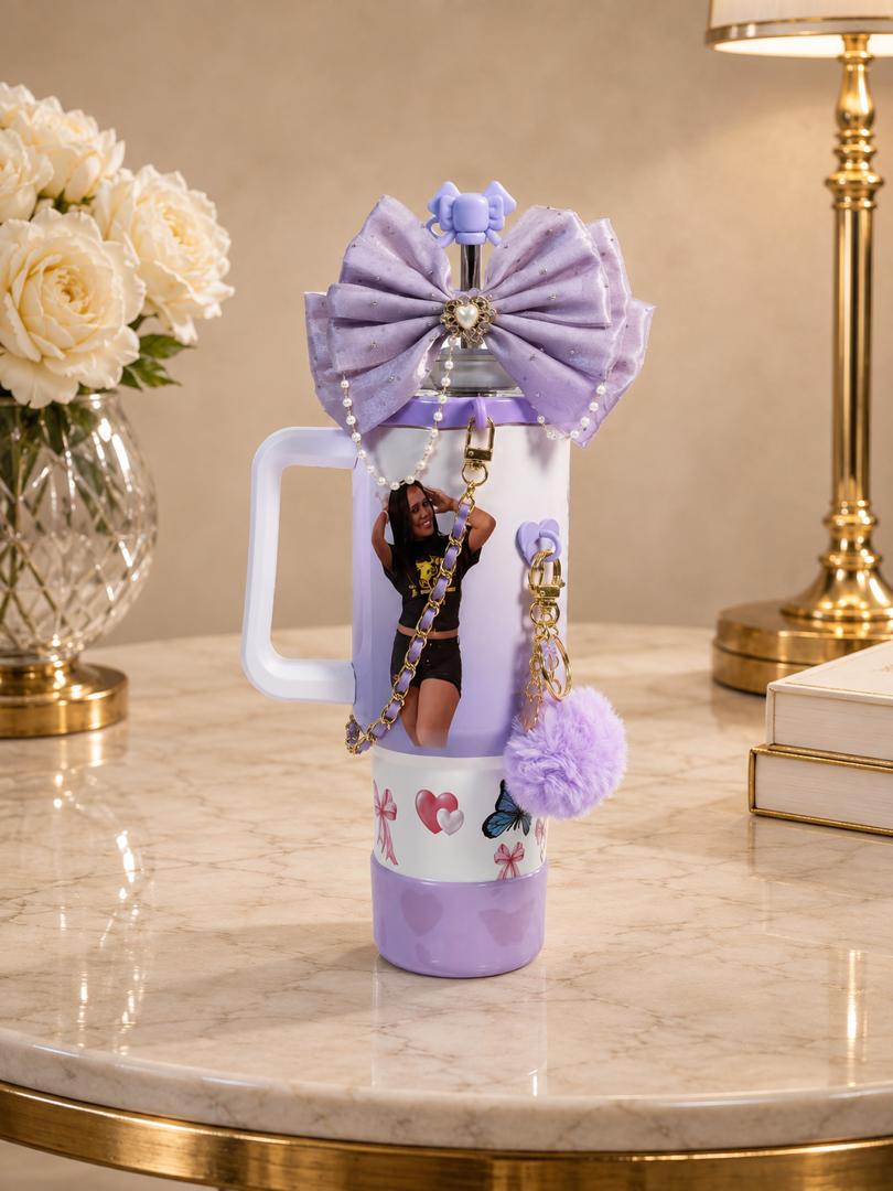 40 oz Personalized Glam Tumbler with Photo & Accessories