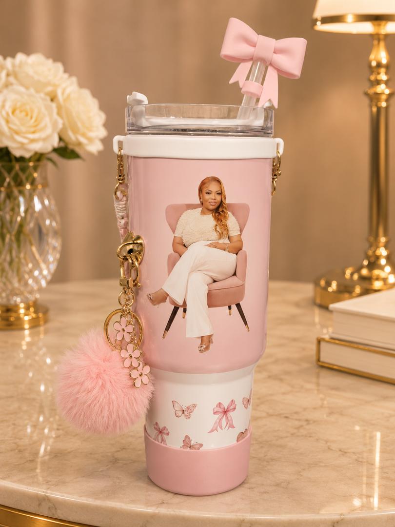 40 oz Personalized Glam Tumbler with Photo & Accessories