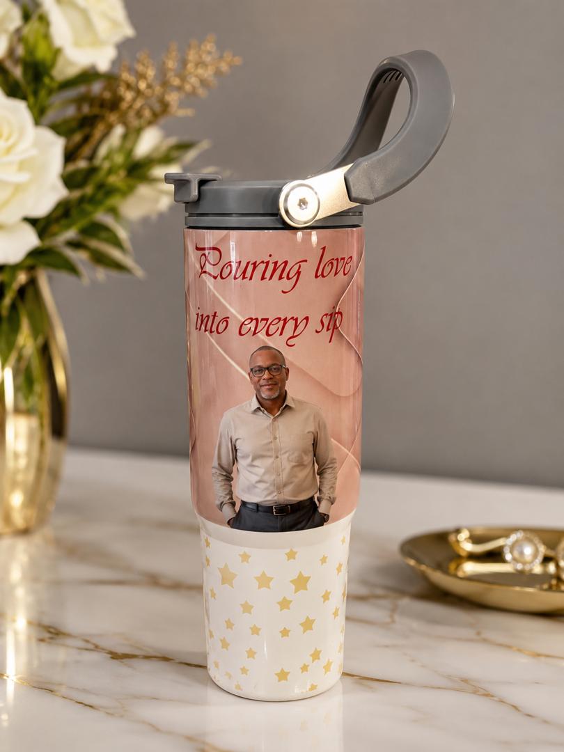 Personalized 30 oz Tumbler with Handle and Straw Lid