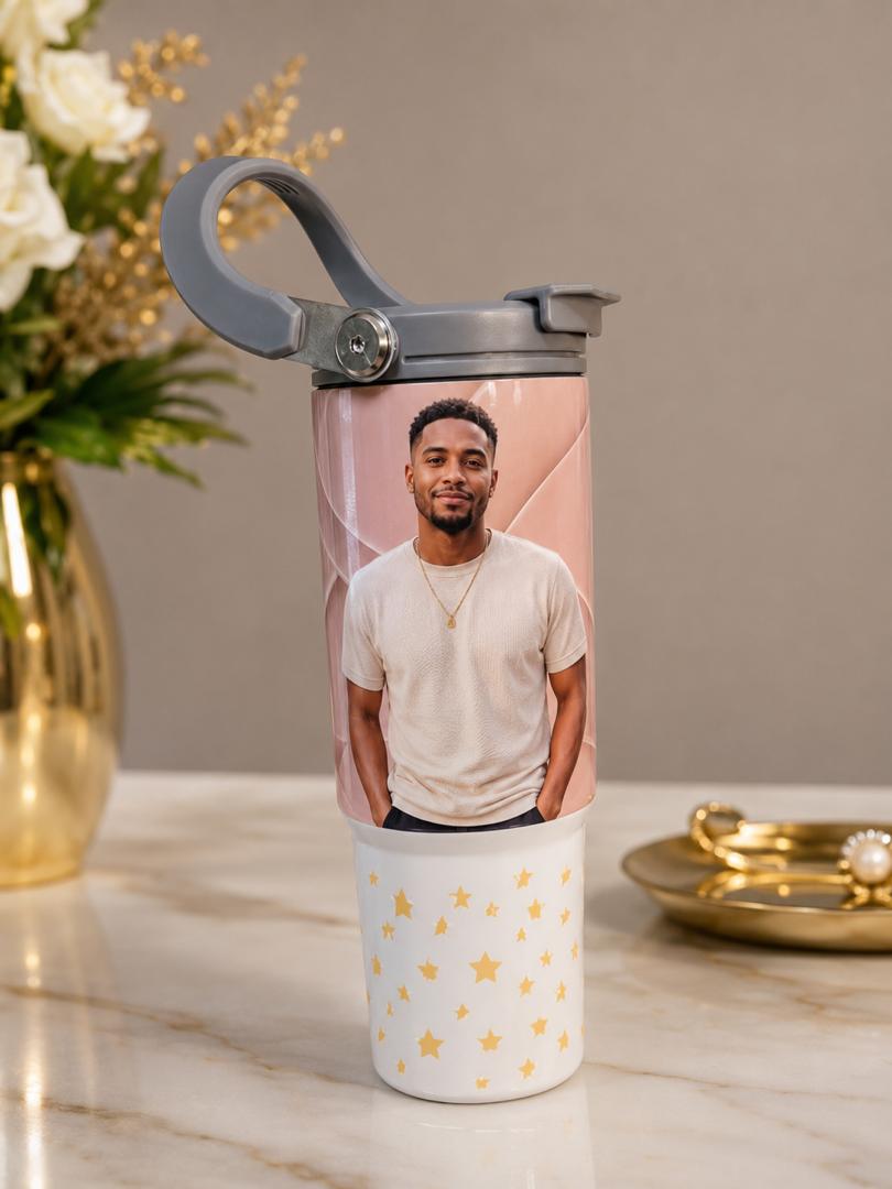 Personalized 30 oz Tumbler with Handle and Straw Lid