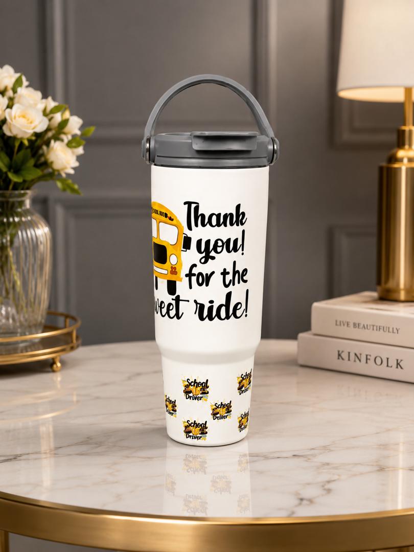 Personalized 30 oz Tumbler with Handle and Straw Lid
