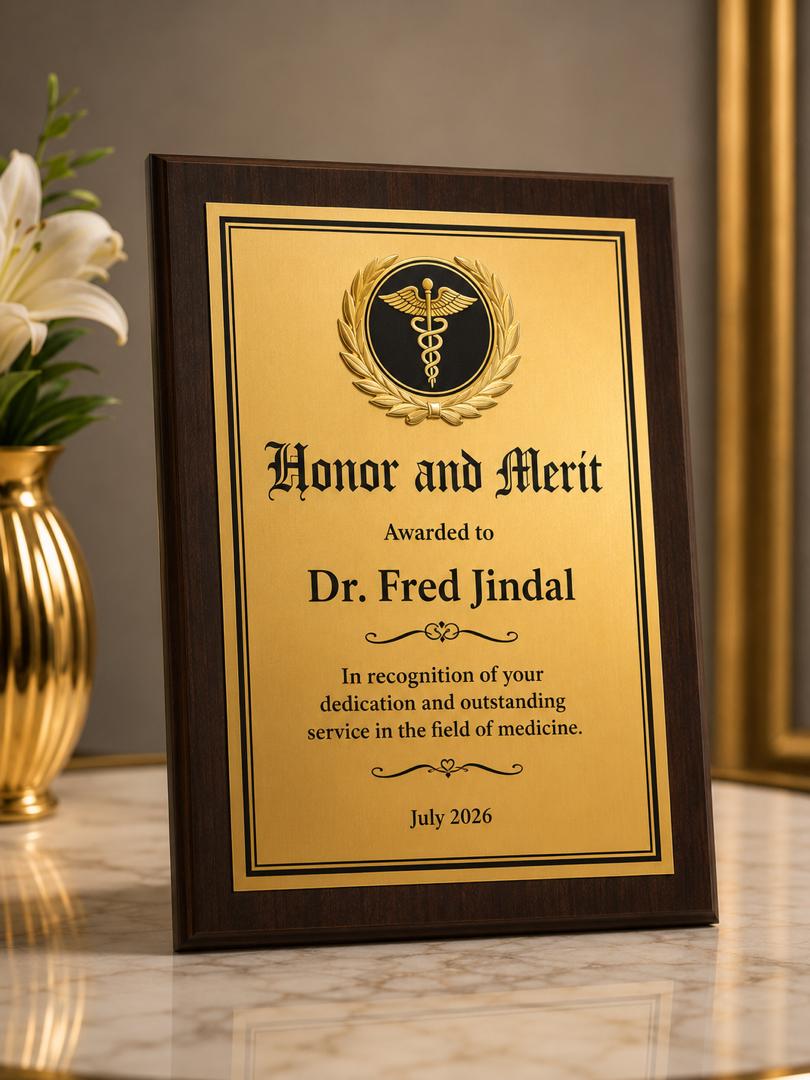 Premium Custom Wooden Award Plaques with Metal Plate