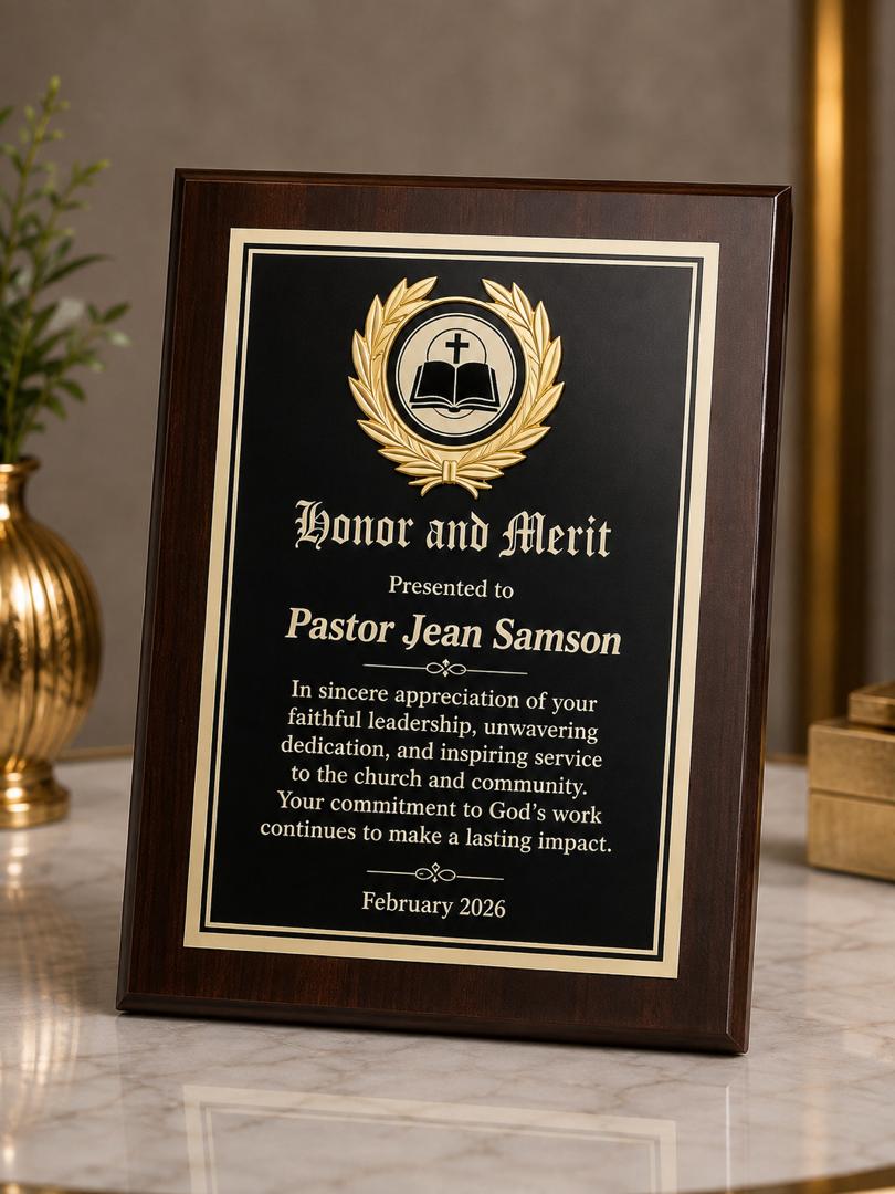 Premium Custom Wooden Award Plaques with Metal Plate