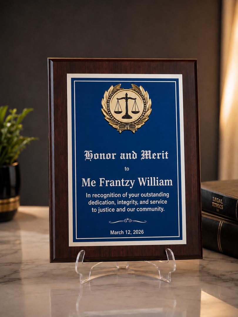 Premium Custom Wooden Award Plaques with Metal Plate