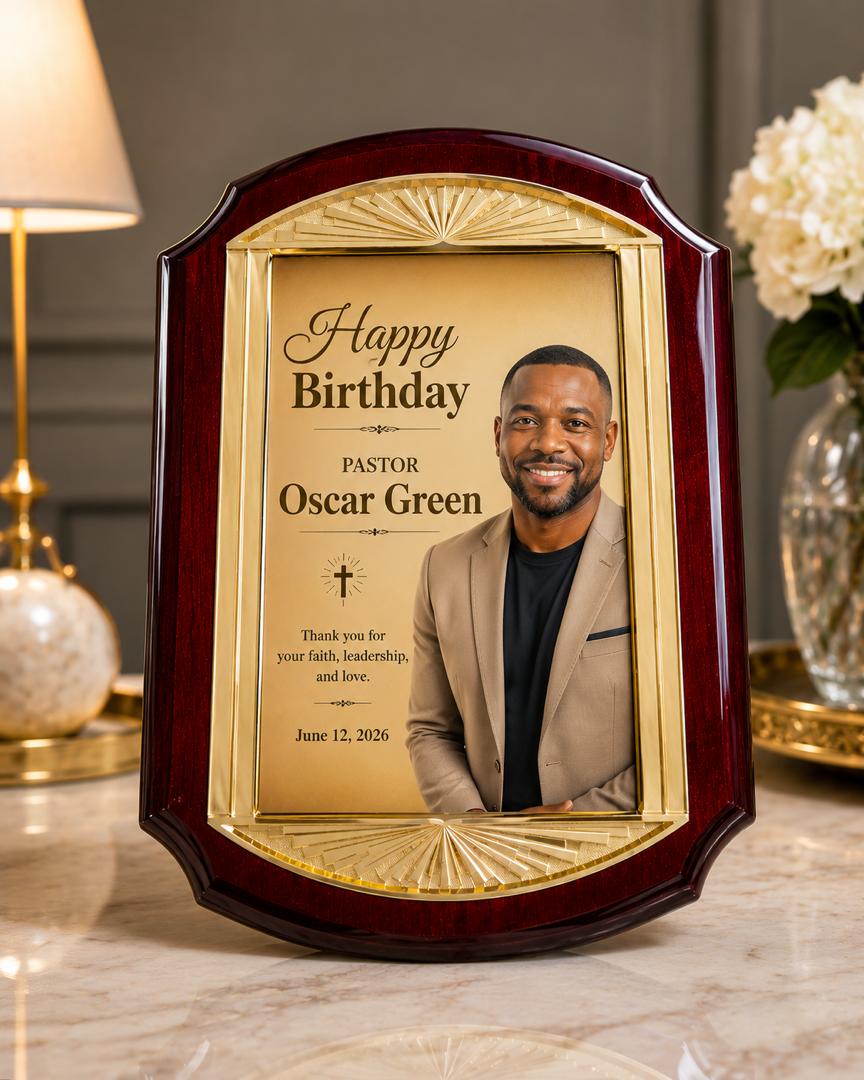 11x15 personalized framed pastor birthday plaque with photo
