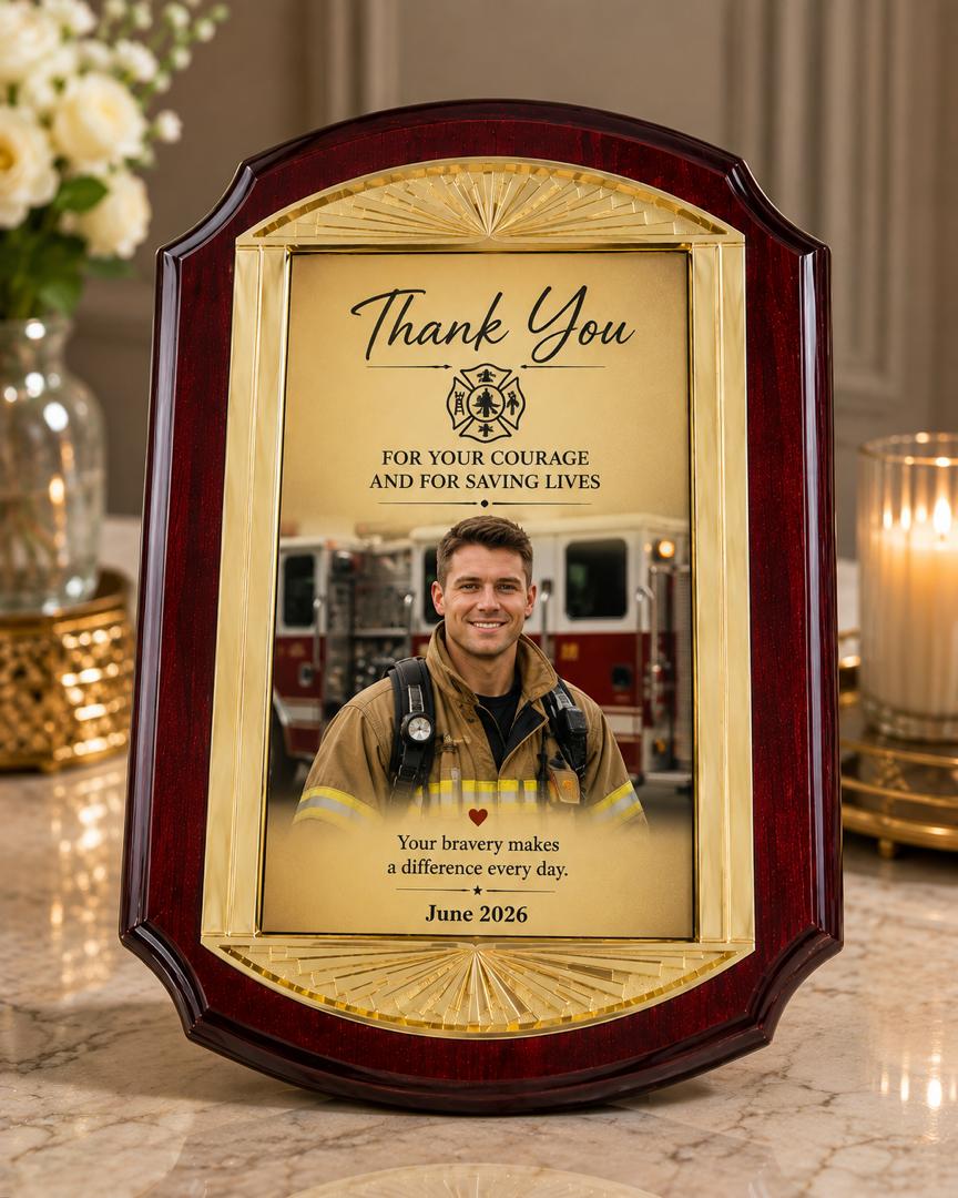 11x15 personalized framed firefighter appreciation plaque with photo