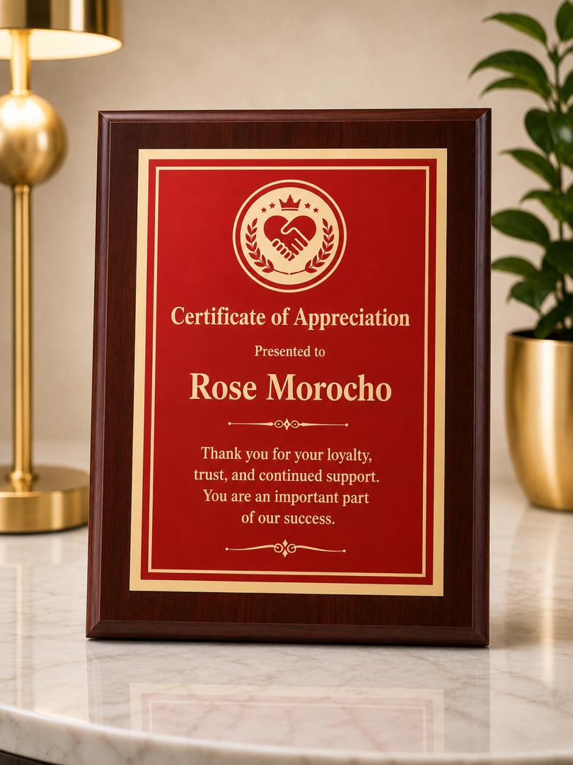 Personalized Award Plaque - Wood & Metal