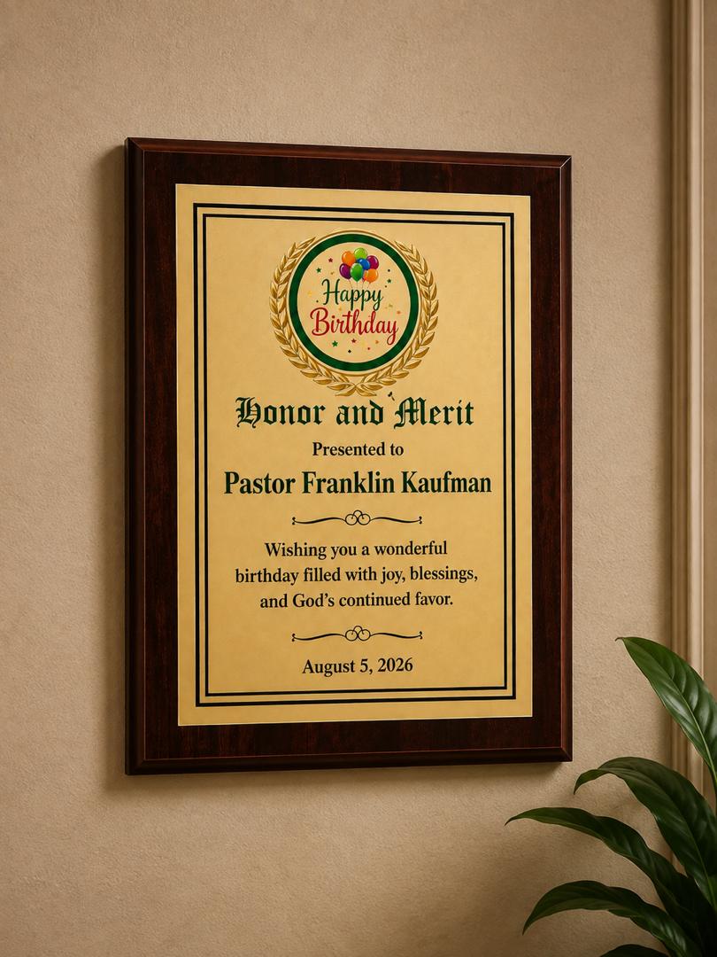 Wooden Award Plaque for Recognition & Appreciation
